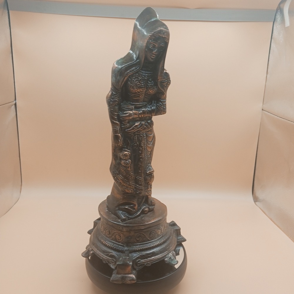 Double Sided Cast Metal Statue Mephistopheles Style Gothic Sculpture *patina - Picture 2 of 14